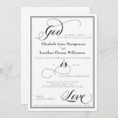 Gott ist Liebe Gracful Script Hochzeit Einladung (Vorne/Hinten)