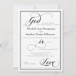 Gott ist Liebe Gracful Script Hochzeit Einladung