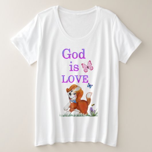 Gott ist Liebe Große Größe T-Shirt (Design vorne)