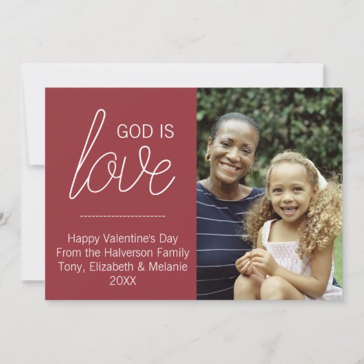 Gott ist Liebe Moderne Christliche Valentinfotokar Einladung (Vorderseite)
