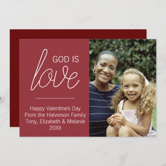 Gott ist Liebe Moderne Christliche Valentinfotokar Einladung (Vorne/Hinten)