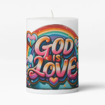 Gott ist Liebe Pfeiler-Kerze