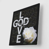 Gott ist Liebe Quadratische Wanduhr (Winkel)