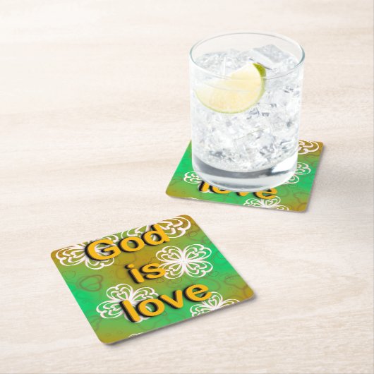 Gott ist Liebe Rechteckiger Pappuntersetzer (Vor Ort)