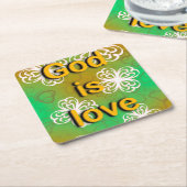 Gott ist Liebe Rechteckiger Pappuntersetzer (angewinkelt)