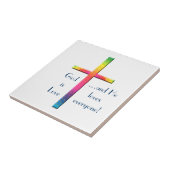 Gott ist Liebe-Regenbogen Mosaik-Kreuz Fliese (Seite)