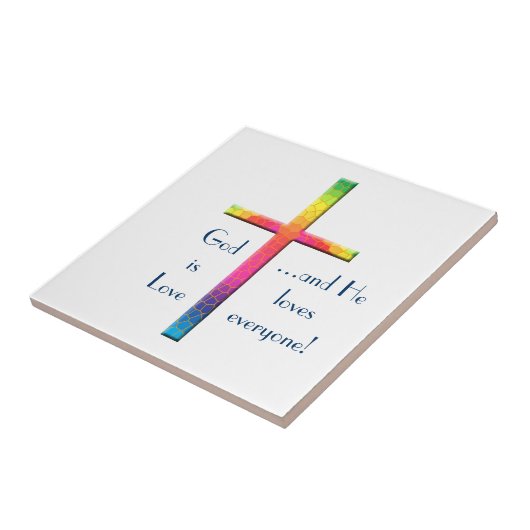 Gott ist Liebe-Regenbogen Mosaik-Kreuz Fliese (Seite)