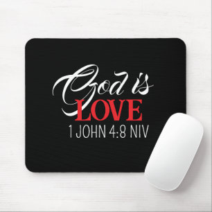 Gott ist Liebe Schwarze und rote Bibelvers Glauben Mousepad