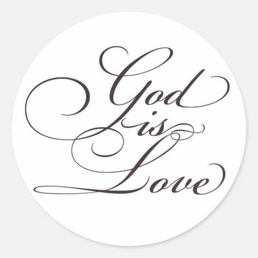 Gott ist Liebe Script Christlich Hochzeitsticker Runder Aufkleber (Vorderseite)