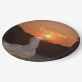 Gott ist Liebe Sonnenuntergang Pappteller (Schrägansicht)