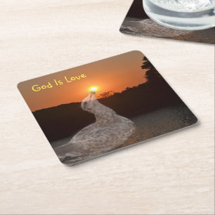 Gott ist Liebe Sonnenuntergang Rechteckiger Pappuntersetzer