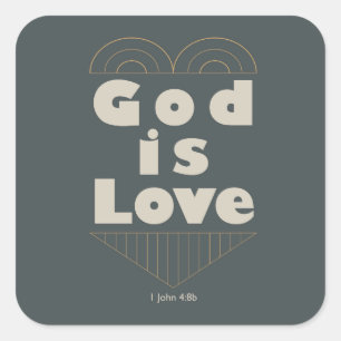 Gott ist Liebe-Sticker Quadratischer Aufkleber