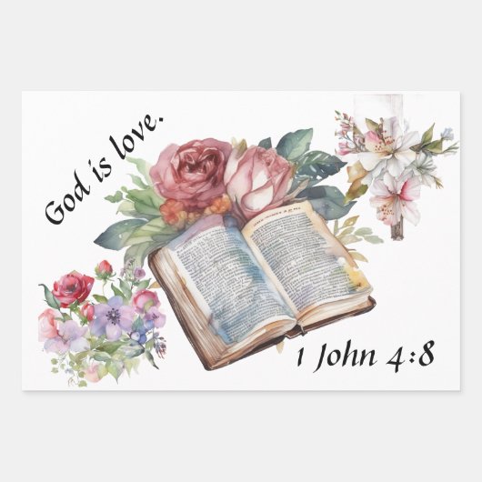 Gott ist Liebe - tröstendes Design Geschenkpapier Set (Vorderseite 2)