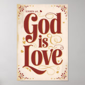 Gott ist Liebe Vintage Christliche Wandkunst Poster (Vorne)