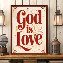 Gott ist Liebe Vintage Christliche Wandkunst