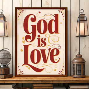 Gott ist Liebe Vintage Christliche Wandkunst Poster