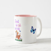 Gott ist Liebe Zweifarbige Tasse (VorderseiteRechts)