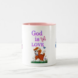 Gott ist Liebe Zweifarbige Tasse