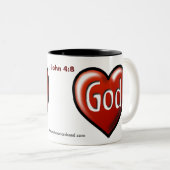 Gott ist Liebe Zweifarbige Tasse (VorderseiteRechts)