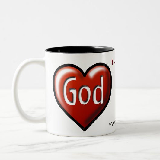 Gott ist Liebe Zweifarbige Tasse (Links)