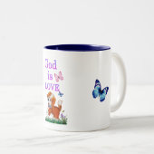 Gott ist Liebe Zweifarbige Tasse (VorderseiteRechts)