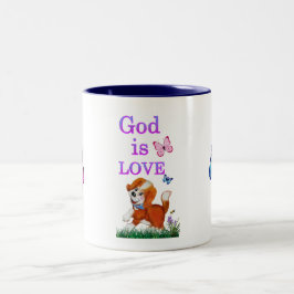 Gott ist Liebe Zweifarbige Tasse