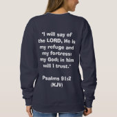 Gott ist mein Beschützer - Psalm 91:2 Navy Blue Sweatshirt (Rückseite)