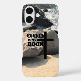 Gott ist mein Fels Bibelvers Schwarzes Kreuz Chris iPhone 16 Hülle