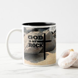 Gott ist mein Fels Bibelvers Schwarzes Kreuz Chris Zweifarbige Tasse