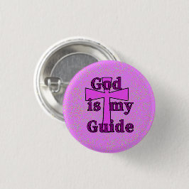 Gott ist mein Führer Lila Kreuz Knopf Pin Button