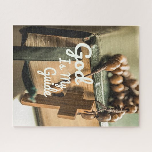 Gott ist mein Führerbibel und Rosary Cross Puzzle (Horizontal)