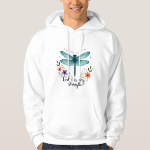 Gott ist meine Stärke Floral Libelle Christliches  Hoodie