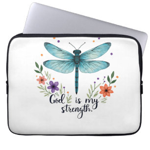 Gott ist meine Stärke Floral Libelle Christliches Laptopschutzhülle