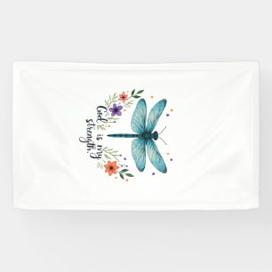 Gott ist meine Stärke Floraler Libellen-Christ-T-S Banner