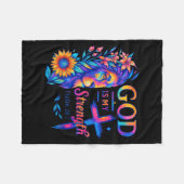 Gott ist meine Stärke Psalm 28_7 Löwe Tee Fleecedecke (Vorderseite (Horizontal))