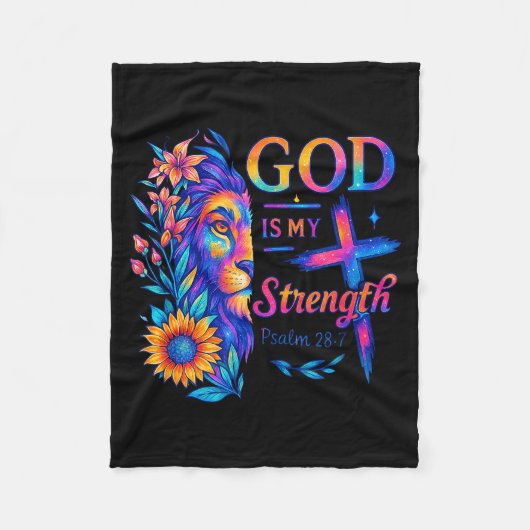 Gott ist meine Stärke Psalm 28_7 Löwe Tee Fleecedecke (Vorderseite)