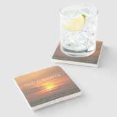 "Gott ist mit uns Sunrise Minimalist Design" Steinuntersetzer (Seitenansicht)