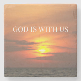 "Gott ist mit uns Sunrise Minimalist Design" Steinuntersetzer