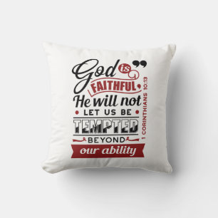 Gott ist treu – 1. Korinther 10,13 Bibelvers Kissen