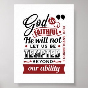Gott ist treu – 1. Korinther 10,13 Bibelvers Poster