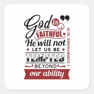 Gott ist treu – 1. Korinther 10,13 Bibelvers Quadratischer Aufkleber