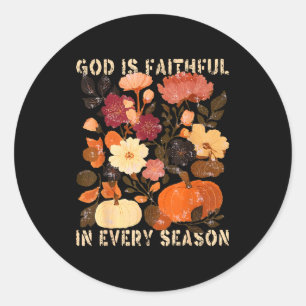 Gott ist treu in jeder Jahreszeit Floral Herbst Ch Runder Aufkleber