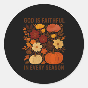 Gott ist treu in jeder Jahreszeit, Floral Herbst Runder Aufkleber