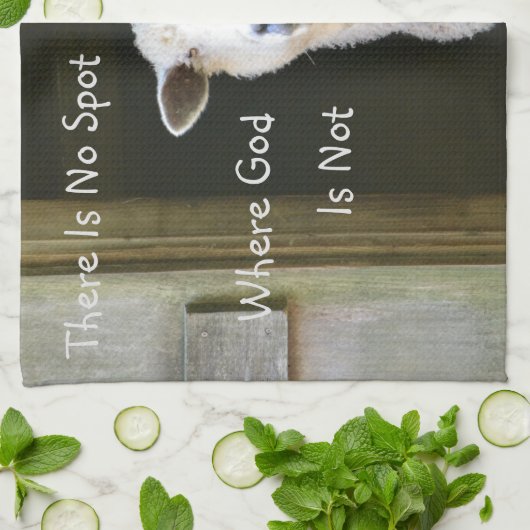 Gott ist überall Schafe Geschirrtuch (Gefaltet)