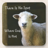 Gott ist überall Schafe Getränkeuntersetzer (Vorderseite)