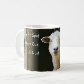 Gott ist überall Schafe Kaffeetasse (Vorderseite Links)