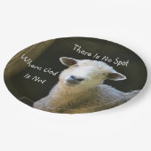 Gott ist überall Schafe Pappteller (Schrägansicht)