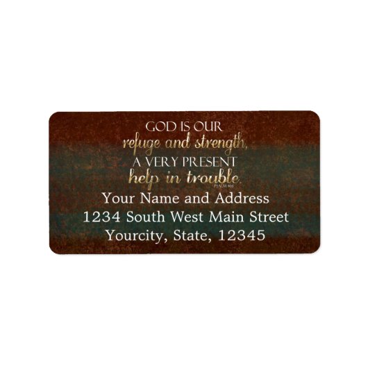 Gott ist unsere Zuflucht Christliche Verse Brown/G Adressaufkleber (Vorne)