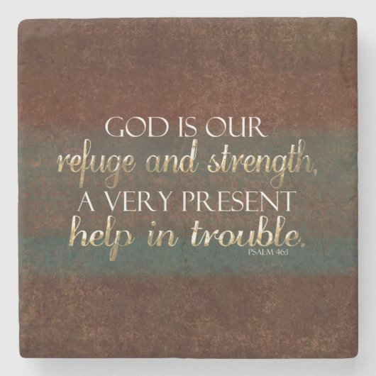 Gott ist unsere Zuflucht Christliche Verse Brown/G Steinuntersetzer (Vorderseite)