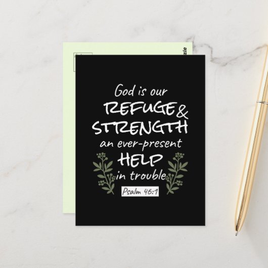 'Gott ist unsere Zuflucht und Stärke' Psalm 46:1 Postkarte (Vorderseite/Rückseite Beispiel)